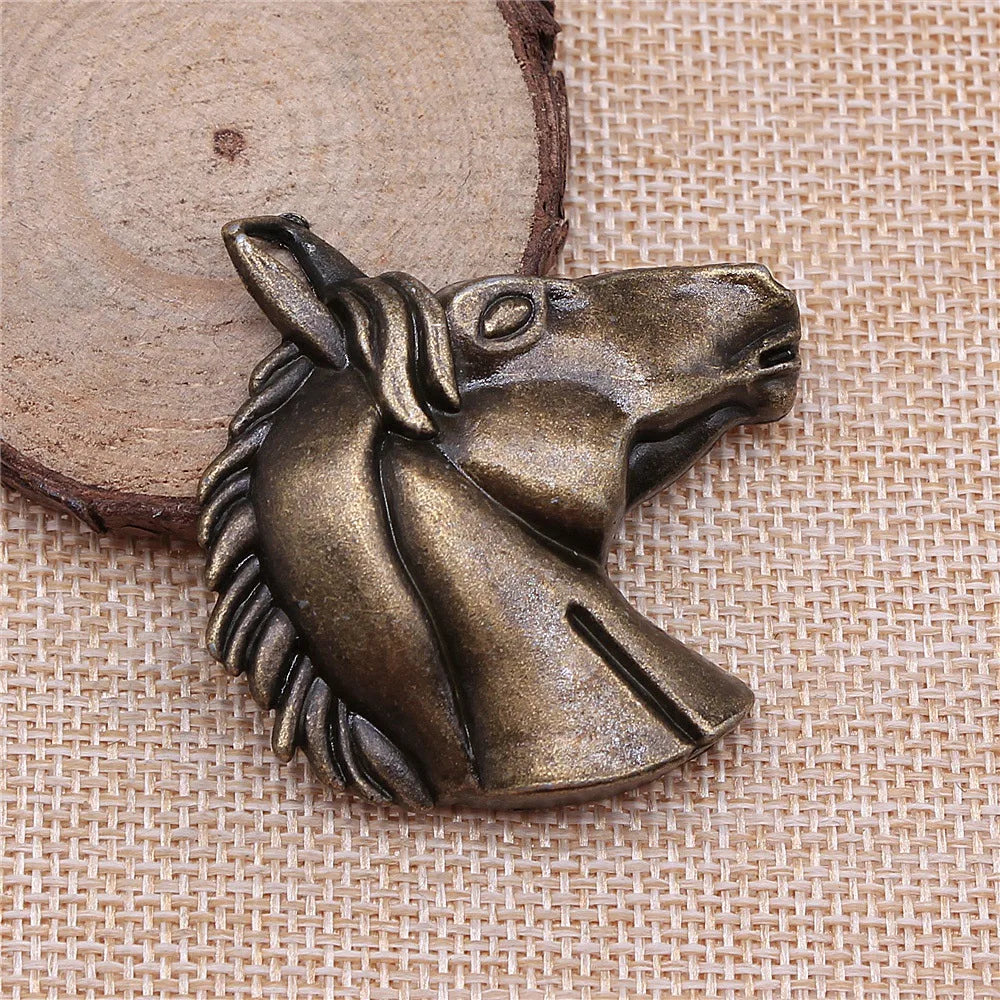 52x51mm 15.6g Zinc Alloy Horse Head Charm Pendant for DIY Necklace Bracelet Clothing Decoration