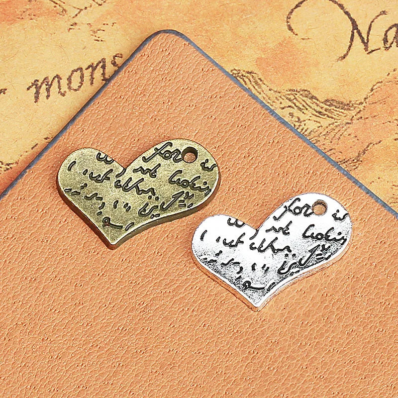 20x17MM Antique Silver Zinc Alloy Love Heart Charm Pendant for DIY Necklace Bracelet Jewelry Making