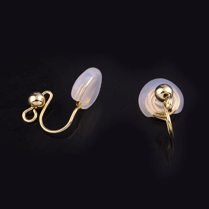 Elegant Gold Alloy Spiral Ball Stud & Clip On No Piercing Invisible Silicone Ear Cuff Earrings