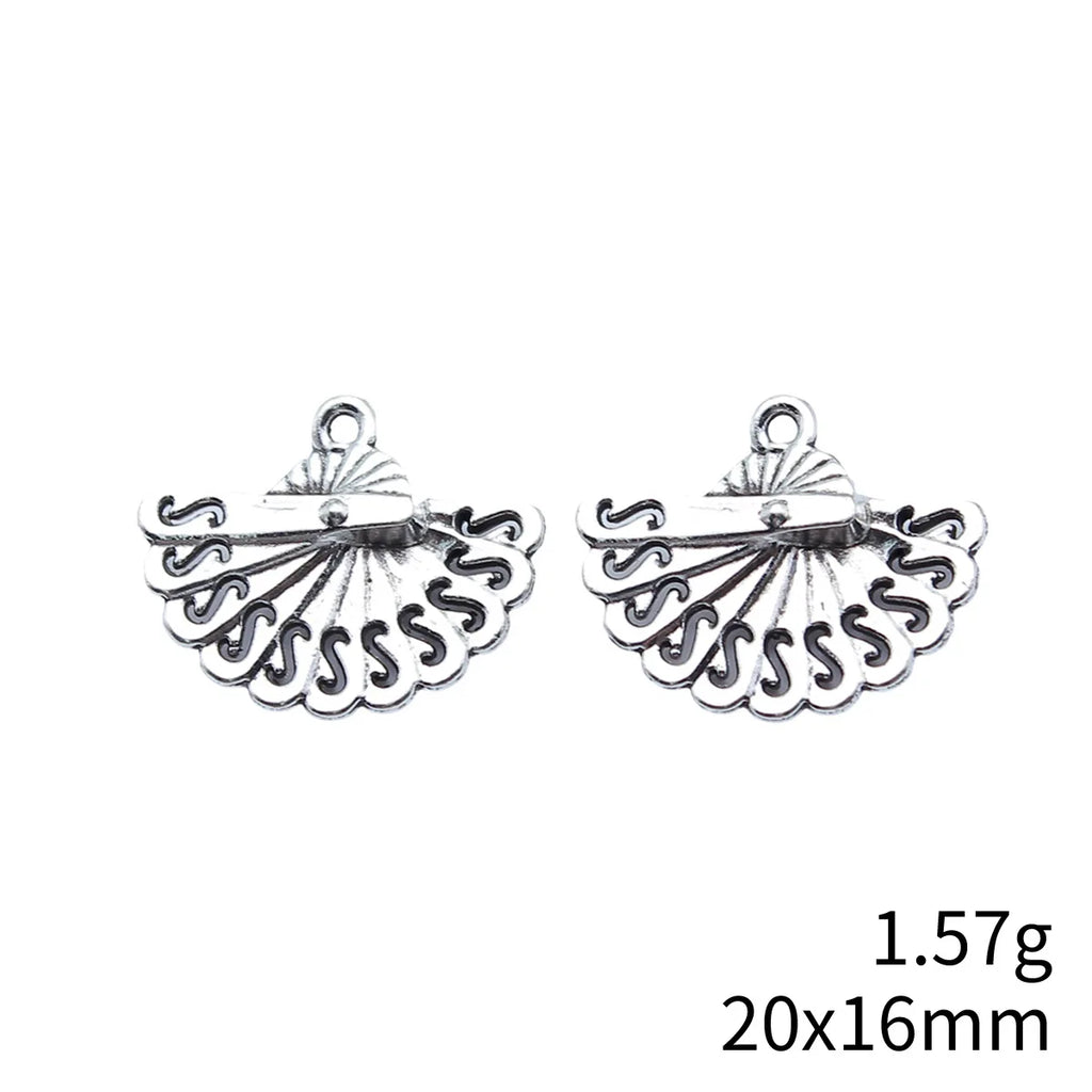 20x16mm 1.57g Antique Silver Finish Zinc Alloy Folding Fan Charm Pendant for Necklace Bracelet DIY