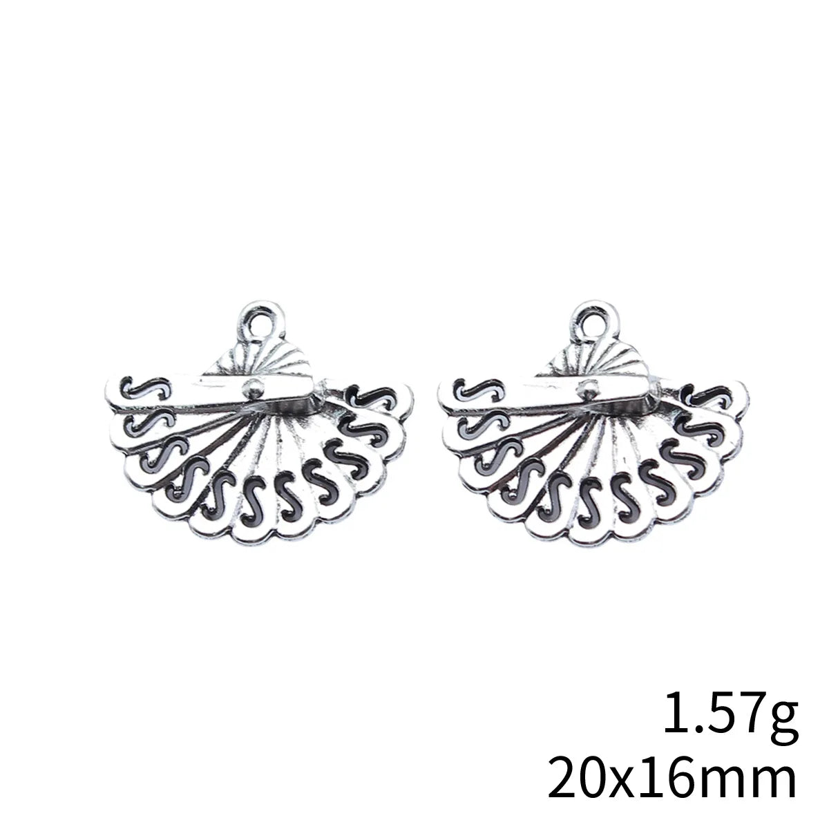 20x16mm 1.57g Antique Silver Finish Zinc Alloy Folding Fan Charm Pendant for Necklace Bracelet DIY