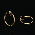 Luxury Gold Alloy Spiral Disc Twisted Hoop Stud & Clip On No Piercing Women's Fashion Earrings