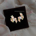 Original Floral Copper Zircon Stud Earrings Sweet Elegant Niche Designer Jewelry