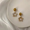 Korean Style Resin Hollow Plum Blossom Drop Earrings For Women Elegant Fashion Jewelry