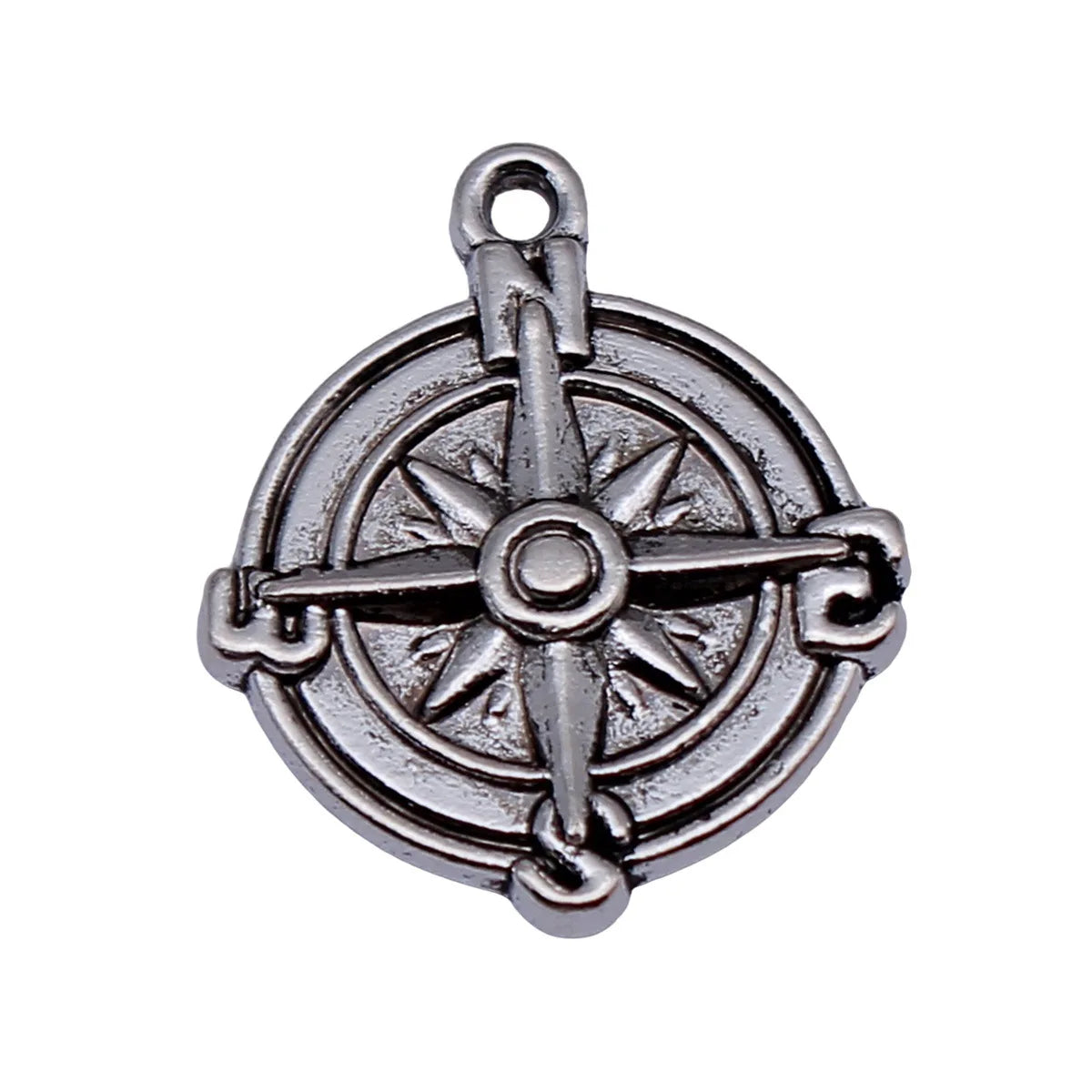 21x18mm 1.7g Antique Silver Tone Zinc Alloy Compass Charm Pendant for DIY Travel Theme Jewelry