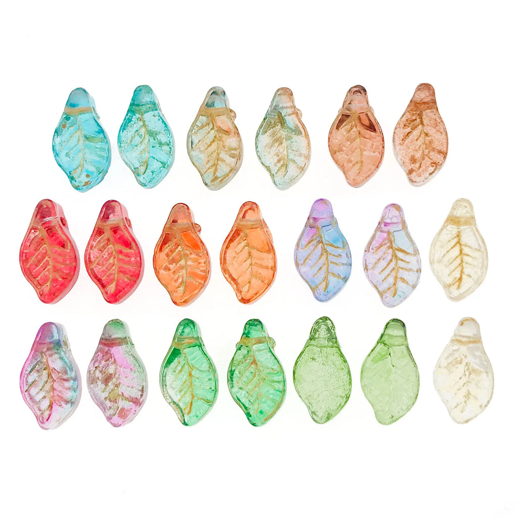 Glass Grape Leaf Mini Leaf Loose Beads for DIY Bracelet Necklace Beading Jewelry