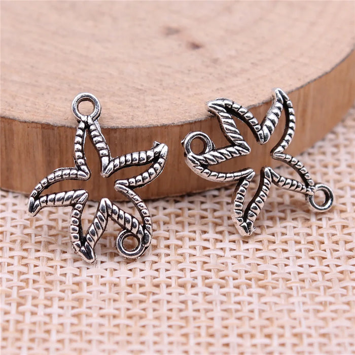 19x16mm 0.8g Antique Silver Zinc Alloy Starfish Connector Charm for DIY Necklace Bracelet Jewelry Making