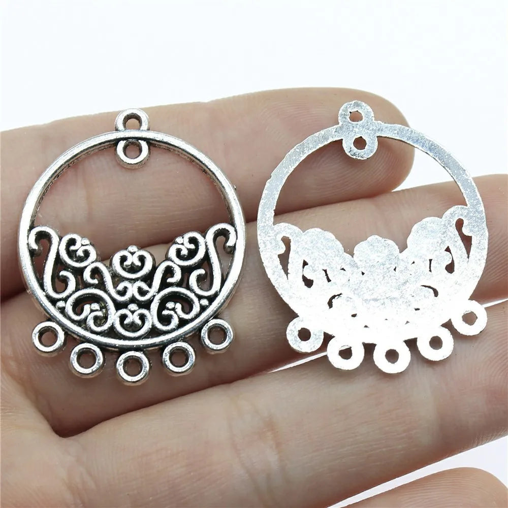 35x28mm 3.6g Multicolor Zinc Alloy Round Earring Connector Charm for DIY Dangle Earrings Jewelry Making
