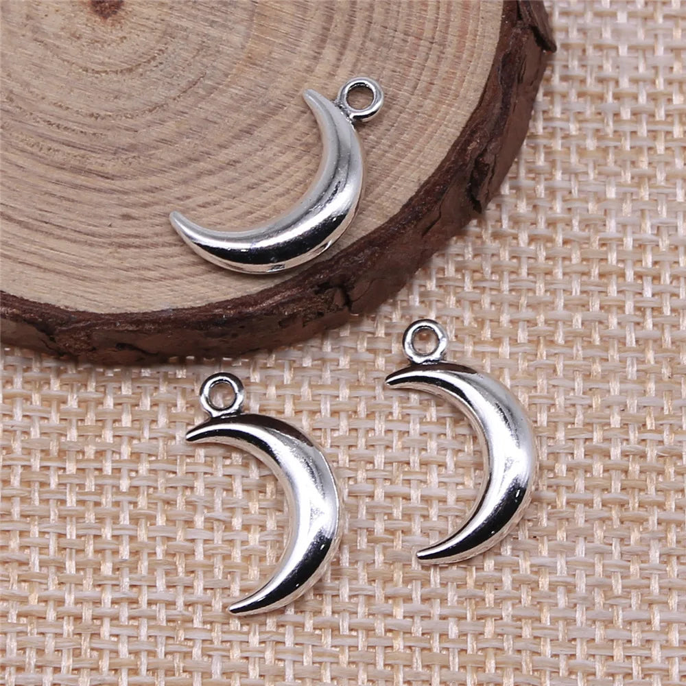 18x10mm 1.25g Multicolor Zinc Alloy Moon Charm Pendant for DIY Necklace Bracelet Jewelry Making