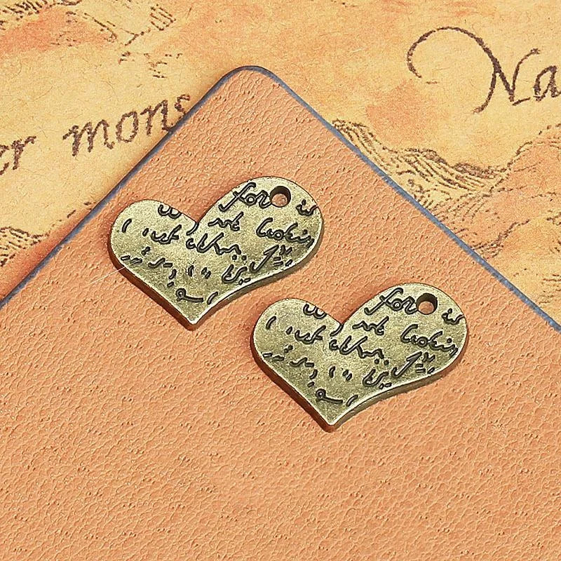 20x17MM Antique Silver Zinc Alloy Love Heart Charm Pendant for DIY Necklace Bracelet Jewelry Making