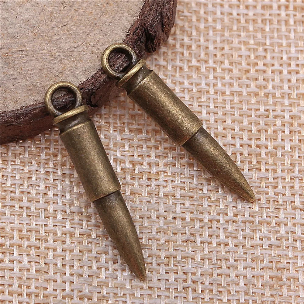 33x6x6mm 3.4g Antique Bronze Zinc Alloy Bullet Charm Pendant for DIY Bracelet Necklace Jewelry Making