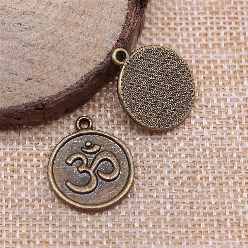 18mm 2.3g Multicolor Zinc Alloy OM Charm Pendant for DIY Necklace Bracelet Jewelry Making