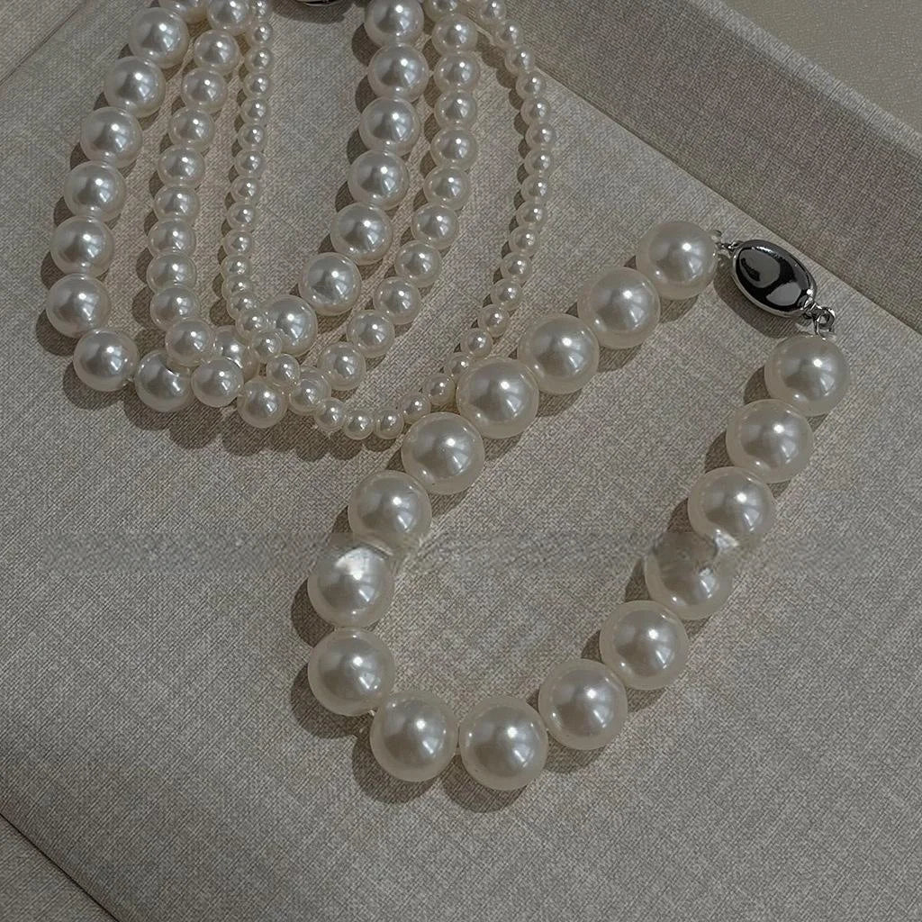 Light Luxury Glass Pearl Bracelet Simple Round Pearl Geometric Hand Jewelry