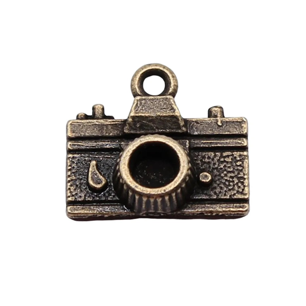 15x14mm 1.2g Multicolor Zinc Alloy Camera Charm Pendant for Travel Theme Bracelet Necklace Making