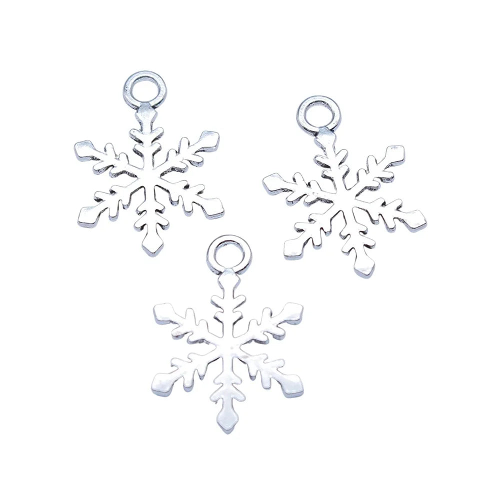 14x19mm 0.6g Antique Silver Zinc Alloy Snowflake Charm Pendant for DIY Christmas Jewelry Making