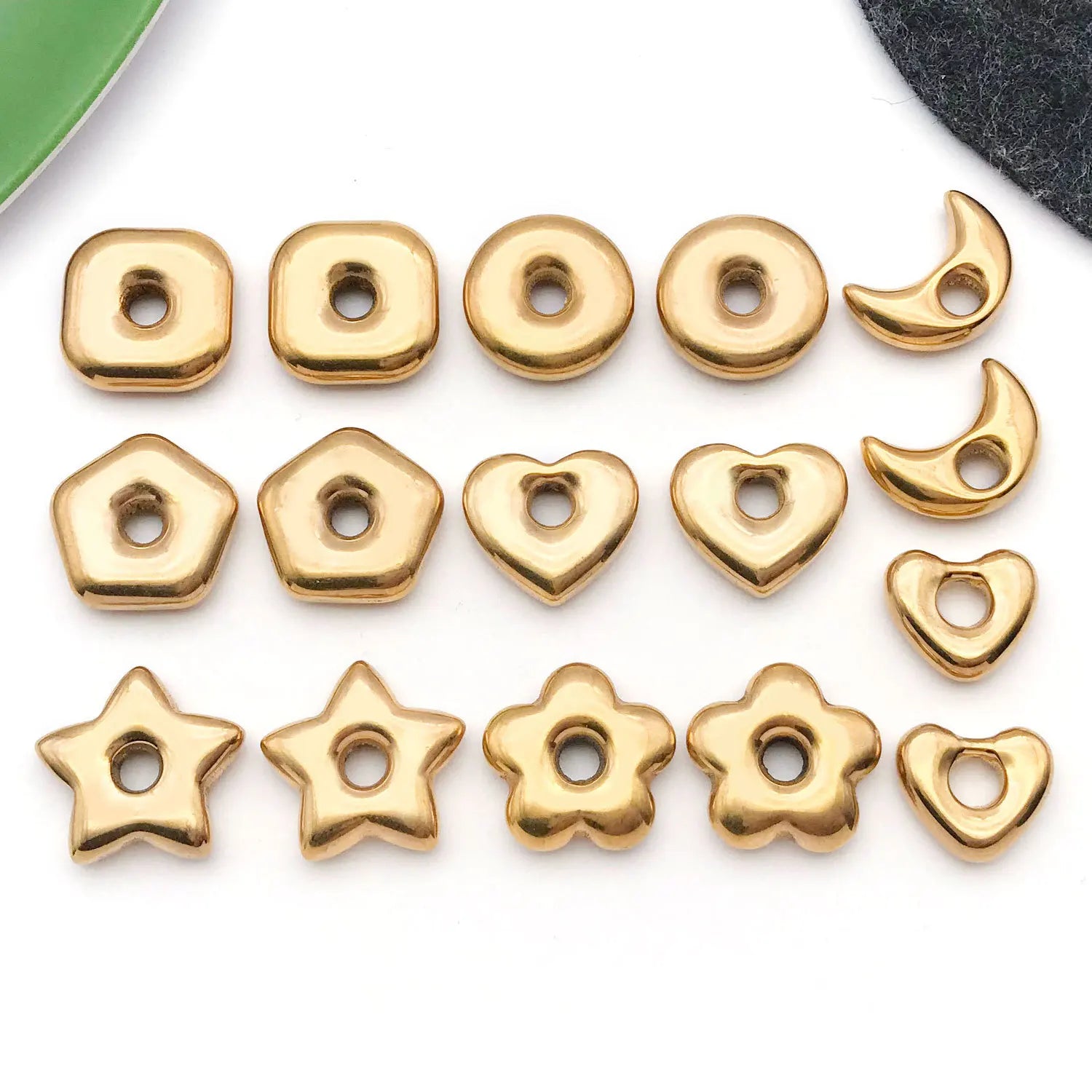 Stainless Steel Five Point Star Heart Moon Flower Spacer Beads for DIY Bracelet