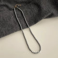 14K Plated Gray Glass Pearl Geometric Round Sweater Necklace Choker