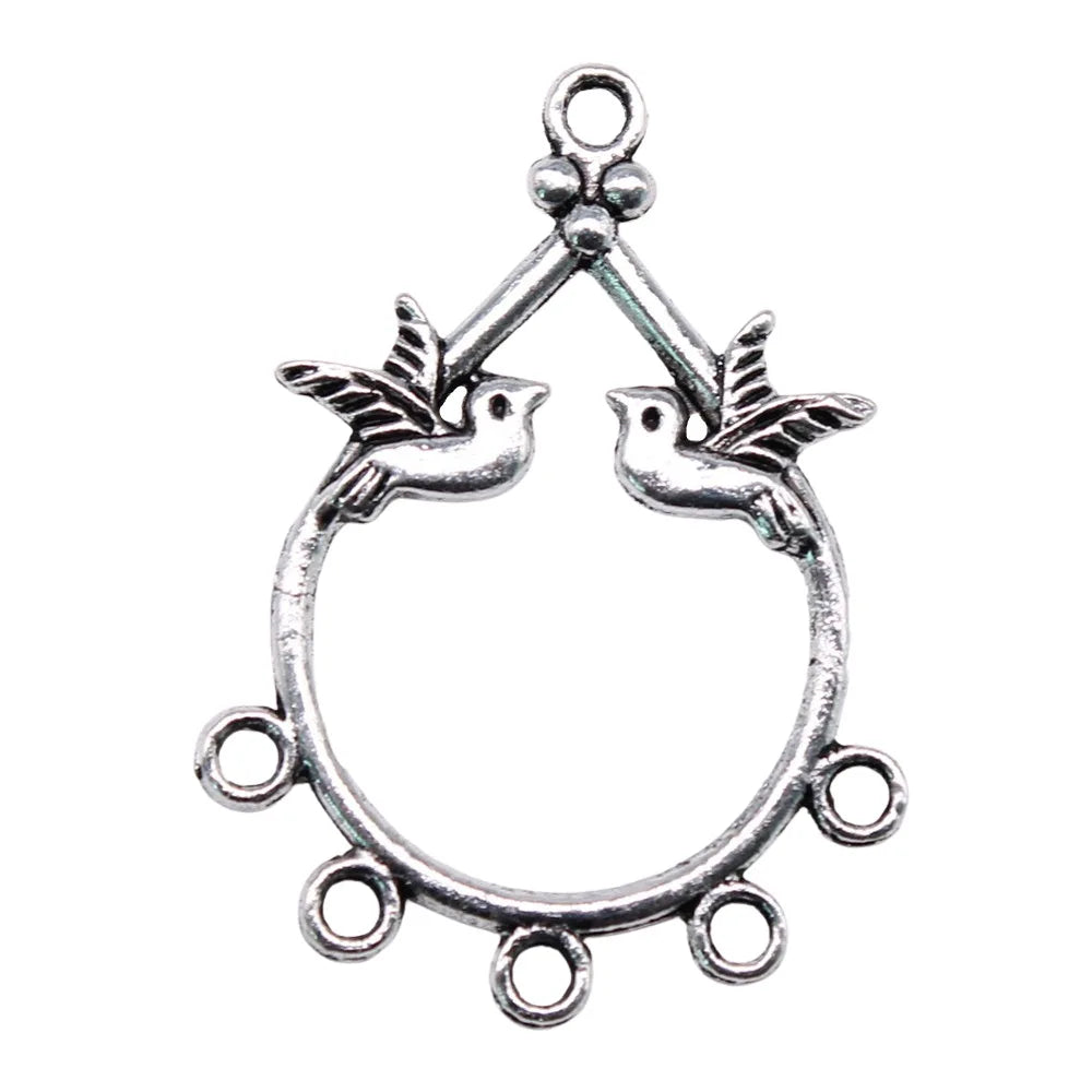 36x26mm 1.82g Antique Silver Zinc Alloy Bird Earring Connector Charm for DIY Earrings Jewelry Making