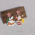 Cute Christmas Alloy Stud Earrings With Silver Plated Pins, Santa Snowflake Cartoon Design