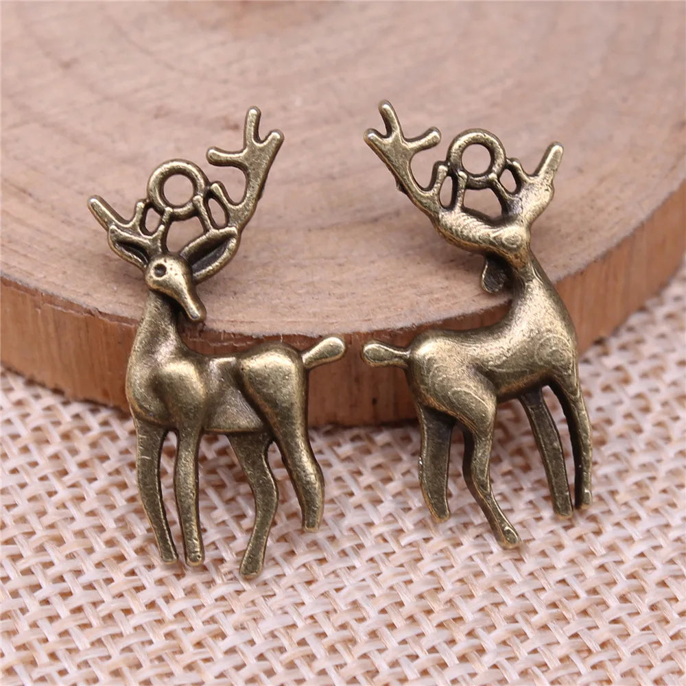 26x14mm 1.8g Multicolor Zinc Alloy Christmas Deer Charm Pendant for DIY Bracelet Necklace Making