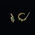 Elegant Green Zircon Spiral Hoop Stud & Clip On No Piercing Gold Alloy Rhinestone Ear Cuff Earrings