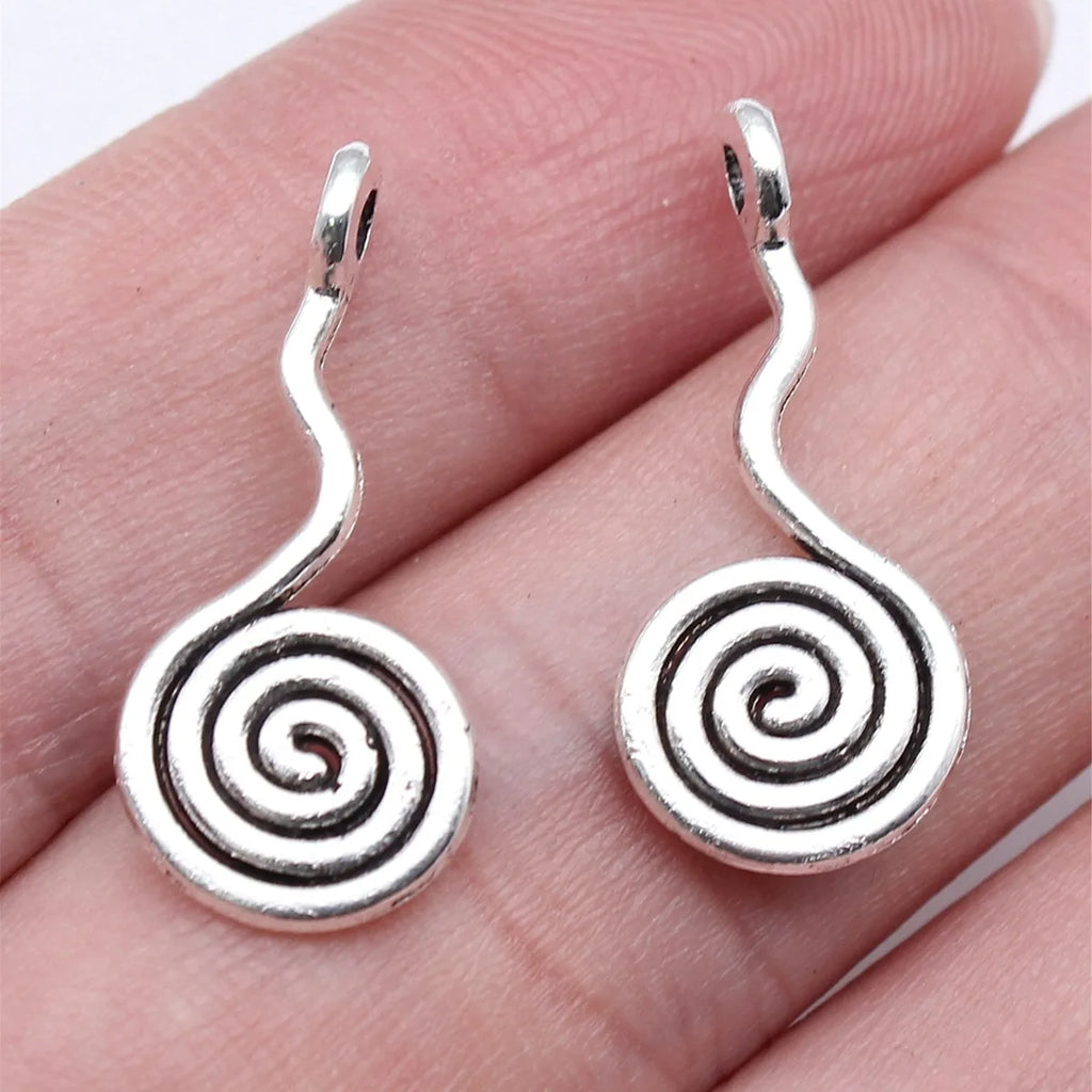 24x11mm 0.76g Antique silver zinc alloy Spiral Swirl charm pendant for DIY necklace bracelets
