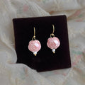 Handmade Ceramic Rose Flower Drop Earrings Minimalist Elegant Floral Jewelry