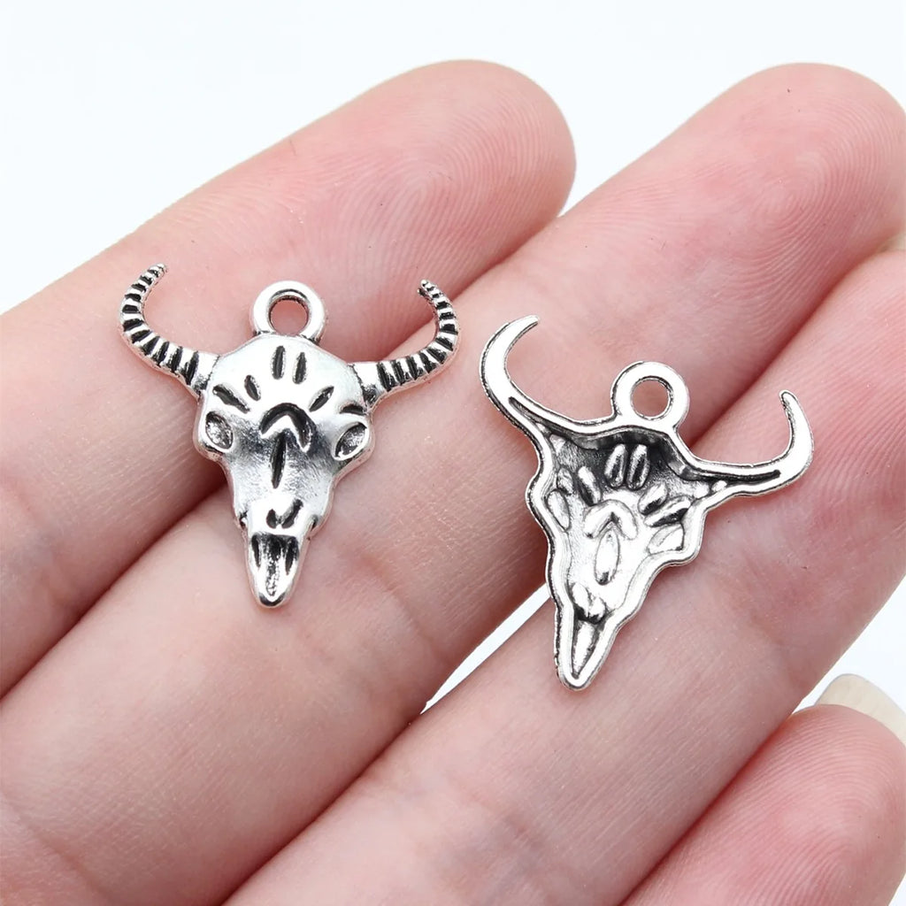 21x20mm 0.9g Antique Silver Zinc Alloy Bull Head Charm Pendant for DIY Necklace Bracelet Making
