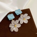 Summer Sweet Floral Acrylic Drop Earrings Handmade Geometric Statement Jewelry For Women