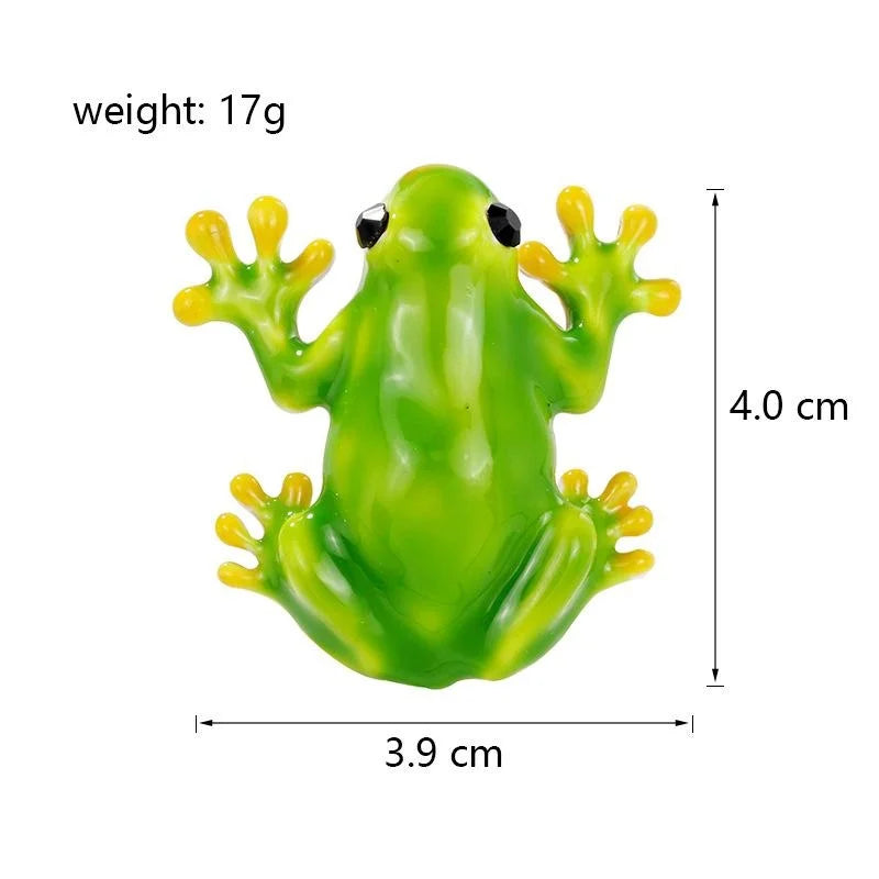 Cute Green Enamel Frog Brooch With Rhinestone Eyes, Animal Lapel Pin Corsage Gift For Women's Outfits