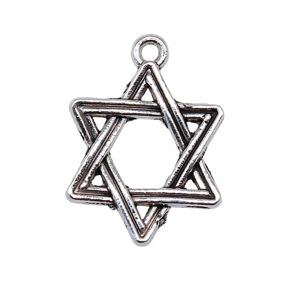 20x15mm 1g Antique Silver Zinc Alloy Hexagram Charm Pendant for DIY Necklace Bracelet Making