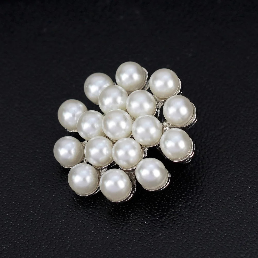 Elegant Full Pearl Rhinestone Flower Brooch For Women, Alloy Lapel Pin Corsage Suit Accessory Gift