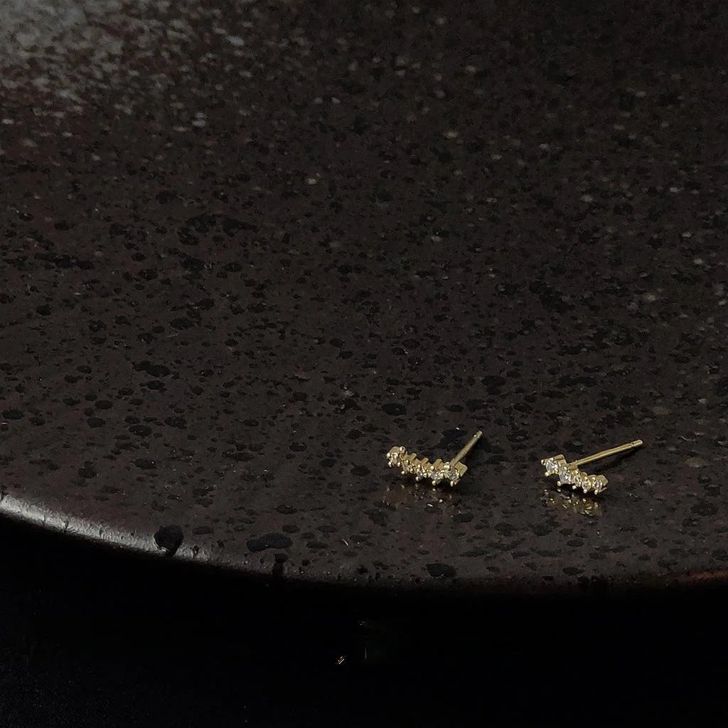 Mini Micro Pave Zircon Copper Stud Earrings With 14K Plated Korean Minimalist Geometric Jewelry