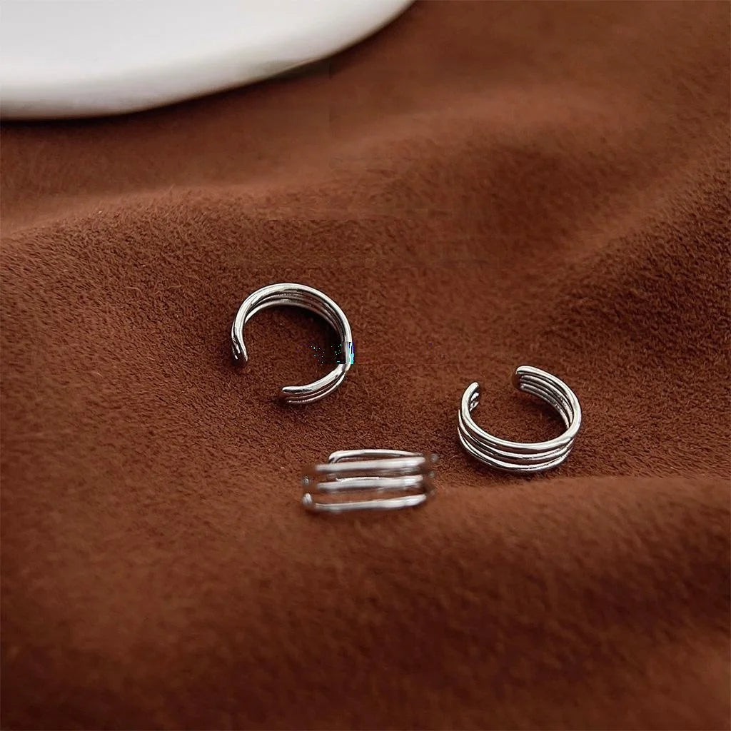 2025 Trendy Copper Geometric Hoop Drop Earrings No Piercing Ear Cuffs Sweet Cool Minimalist Style