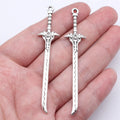 70mm 3.2g Antique Silver Zinc Alloy Five Star Long Knife Charm Pendant for Cosplay Jewelry Making