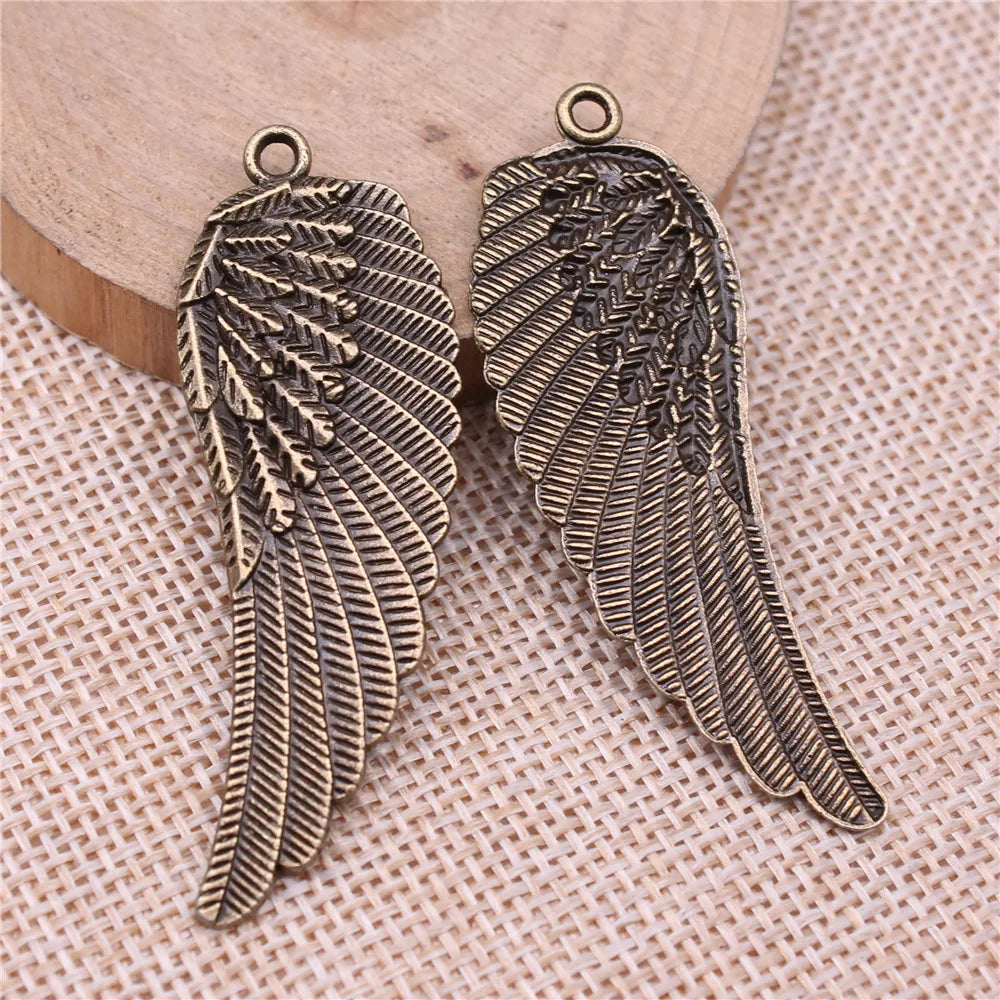 55x19mm 4.4g Multicolor Zinc Alloy Wing Charm Pendant for DIY Necklace Bracelet Jewelry Making