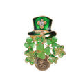 Elegant Green Shamrock Top Hat Enamel Rhinestone Alloy Brooch, Lucky Clover Lapel Pin Gift