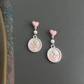 Cute Enamel Drip Oil Cartoon Princess Oval Drop Earrings, Korean Vacation Style Jewelry