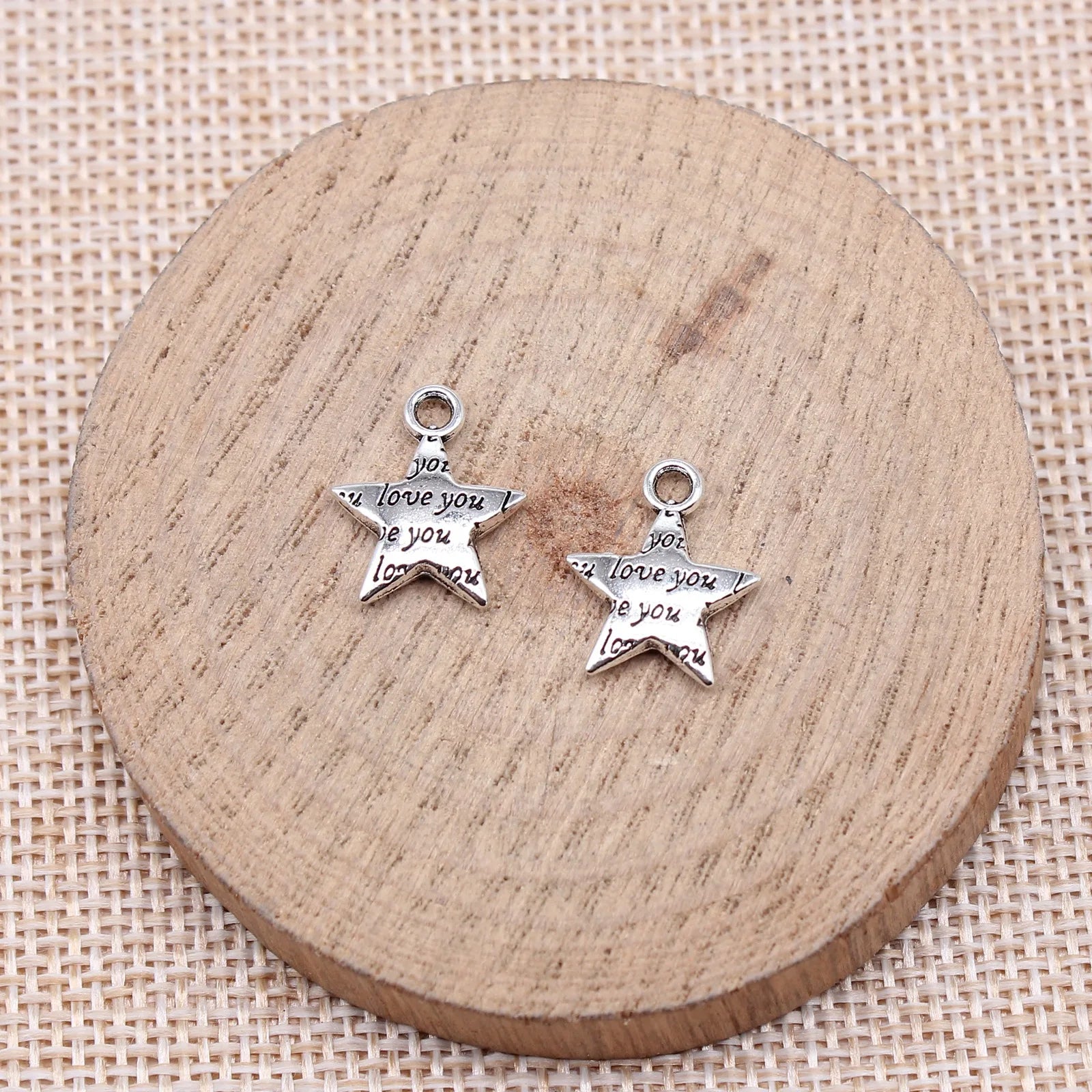 15x13mm 1.1g Zinc Alloy I Love You Star Charm Pendant for DIY Necklace and Bracelet Making