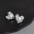 Minimalist Heart Synthetic Mabe Pearl Stud Earrings Copper Liquid Love Cool Style