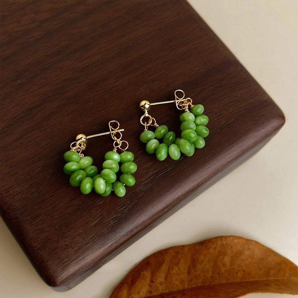 Sweet Forest Style Double Layer Shell Geometric Round Hoop Drop Earrings For Women