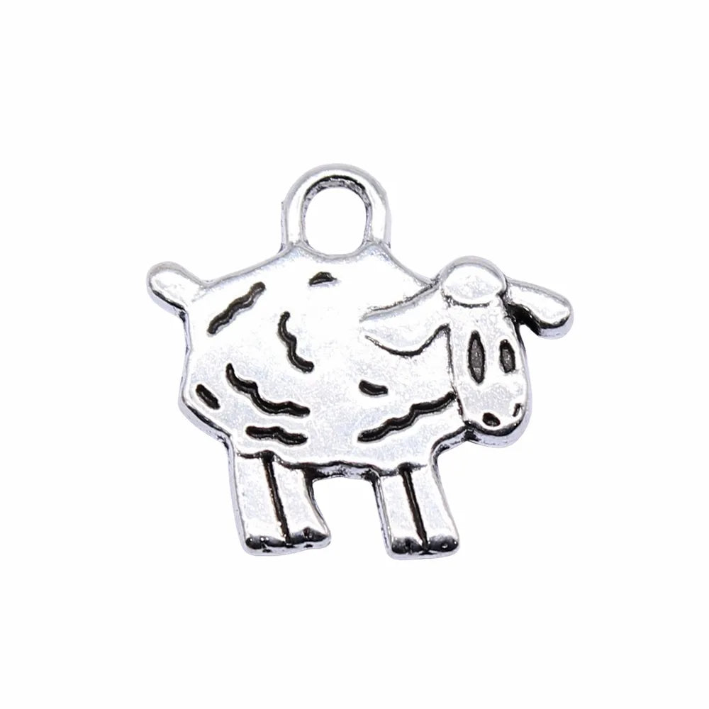 14x15mm 1g Antique Silver Zinc Alloy Sheep Charm Pendant for DIY Bracelet Necklace Making