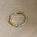 Handmade New Chinese Style Pumpkin Stone Bracelet With Geometric Ring Charm Cute Natural Stone Jewelry