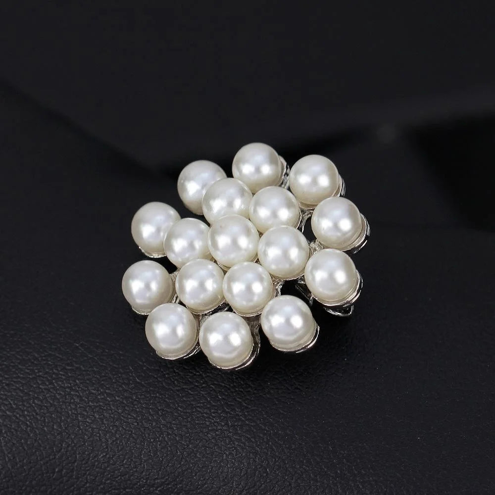 Elegant Full Pearl Rhinestone Flower Brooch For Women, Alloy Lapel Pin Corsage Suit Accessory Gift