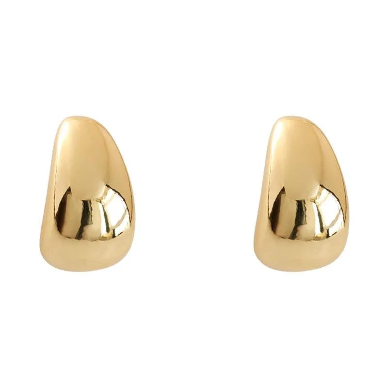 18K Gold Plated Copper Oval Geometric Drop Earrings Light Luxury Minimalist Earrings