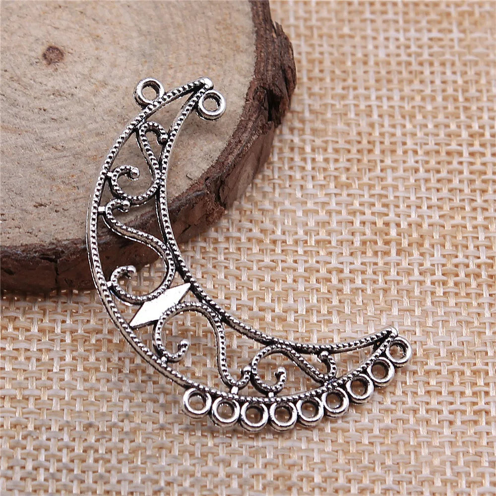 45x10mm 2.6g Antique Silver Zinc Alloy Moon Star Earring Connector Charms for DIY Jewelry Making