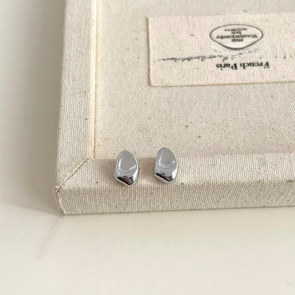 Minimalist Copper Irregular Liquid Geometric Stud Earrings For Women, Commuter Style