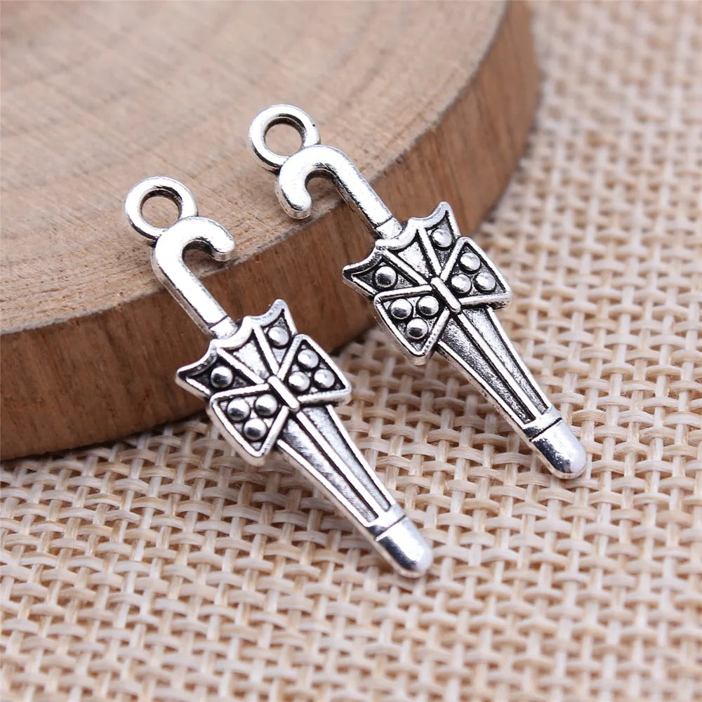8x27mm 1g Antique Silver Tone Zinc Alloy Umbrella Charm Pendant for DIY Necklace Bracelet Jewelry