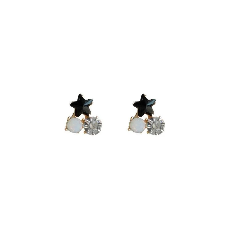 Sweet Cool Star Stud Earrings Copper Glass Crystal Minimalist Fashion Jewelry For Women
