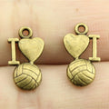 16x9mm 0.9g Multicolor Zinc Alloy I Love Volleyball Charm Pendant for DIY Bracelet Necklace Making
